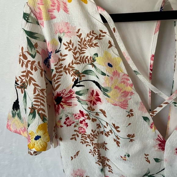 GB Floral V-Neck Romper Maxi Dress L - Picture 4 of 15